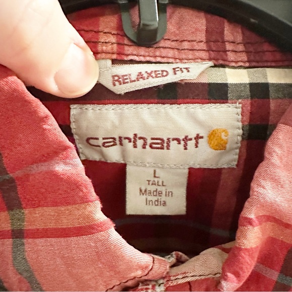 Carhartt Relaxed Fit Worn In Plaid Button Down Short Sleeve Cotton Workwear Shir - Picture 2 of 5